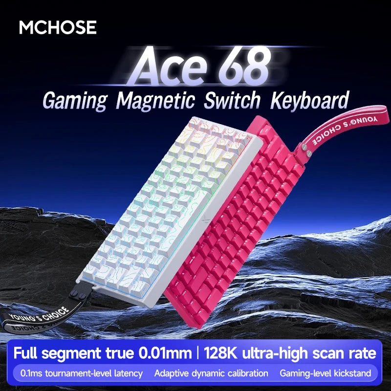 ACE68 MCHOSE ACE60 Pro Magnetic Mechanical Keyboard Wired for Gaming 0.01mm RapidTrigg 8000Hz SOCD/Rs 0.125ms 128K Sampling Rate