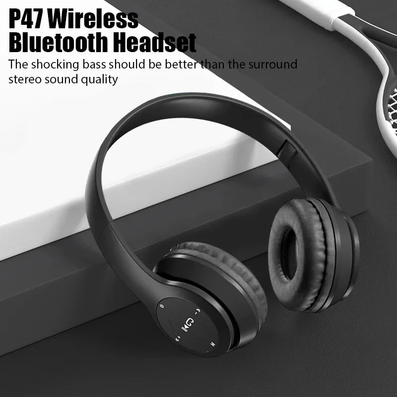 P47 Wireless bluetooth headphone With Mic Headsets Stereo Sound Earphones Sports Gaming Headphones Supports PC Smartphone