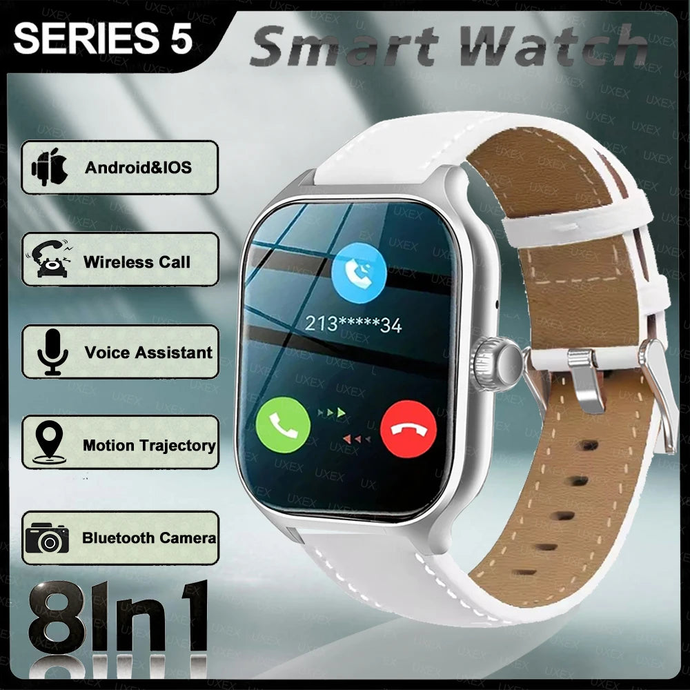 New 8in1 Smart Watch Ladies Full Screen HD Valentine's Gift Fitness Tracker Bluetooth Call Custom Photo Watch Man Elegance 2025